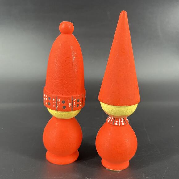 Swedish SVENSK SLOJD Figurine Wood Hand Painted Elves Tall Hat Santa Tomtar Set - Picture 7 of 10